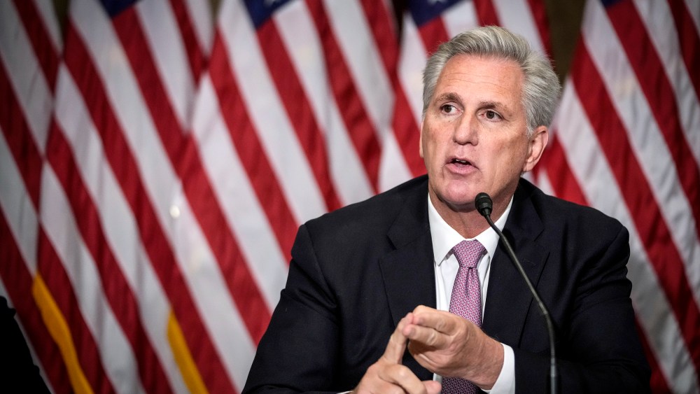 House Minority Leader Kevin McCarthy speaks  during a meeting with House Republicans on Aug. 30, 2021 in Washington, DC.