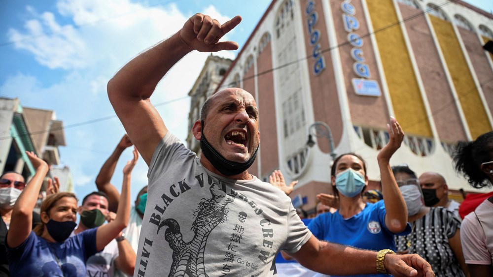 Image: Protestors in Havana.