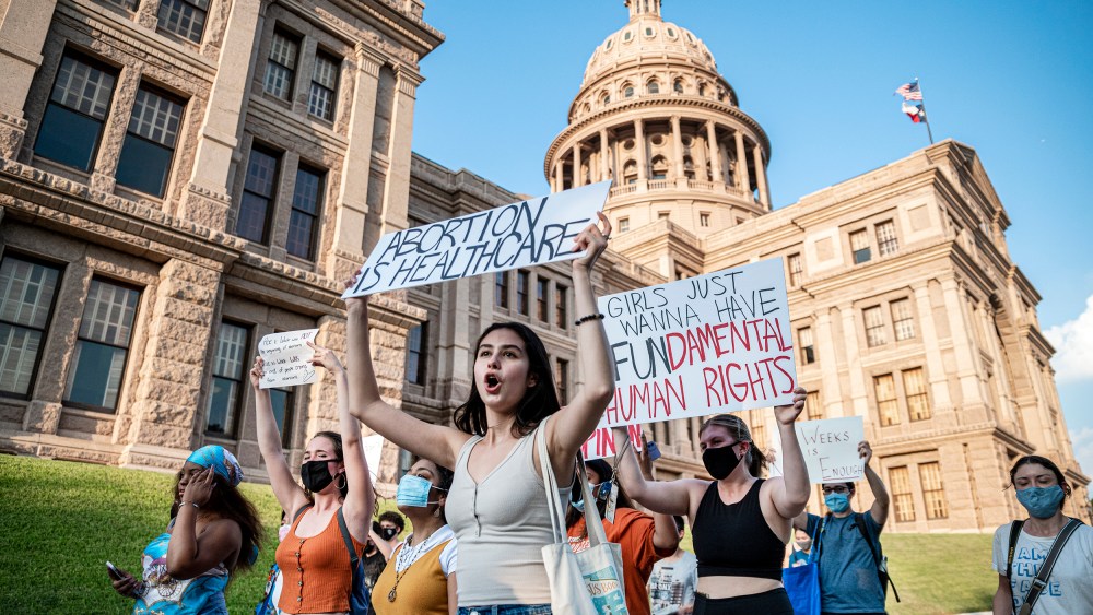 Image: Texas abortion protest, Pro-choice protesters march outside the Texas capitol