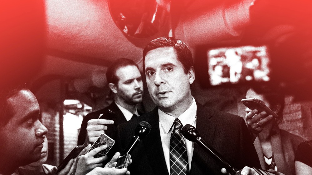 Image: Rep. Devin Nunes, R-Calif., refuses to speak to the media on Capitol Hill in 2017.