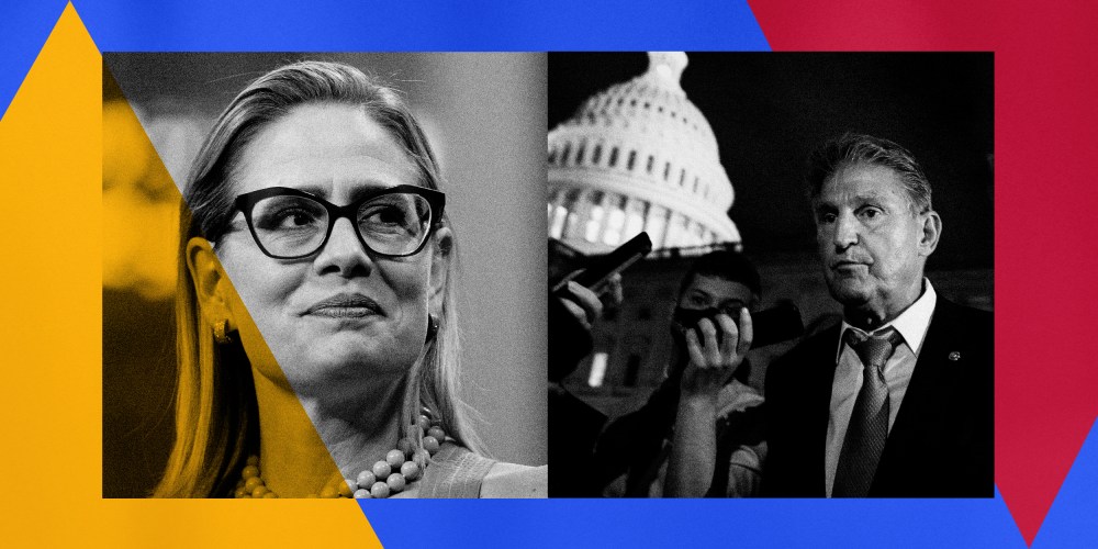 Illustration of Senators Kyrsten Sinema and Joe Manchin.