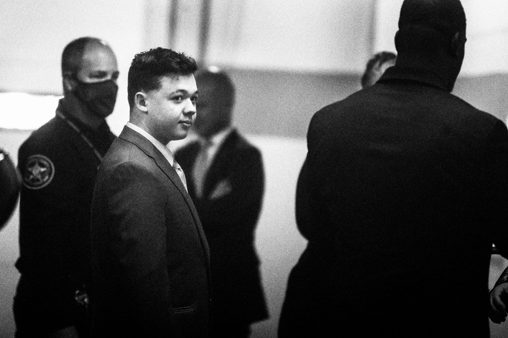 Kyle Rittenhouse arrives at the Kenosha County Courthouse for jury selection in his trial where he faces counts of felony homicide and felony attempted homicide on Nov. 1, 2021 in Kenosha, Wisc.