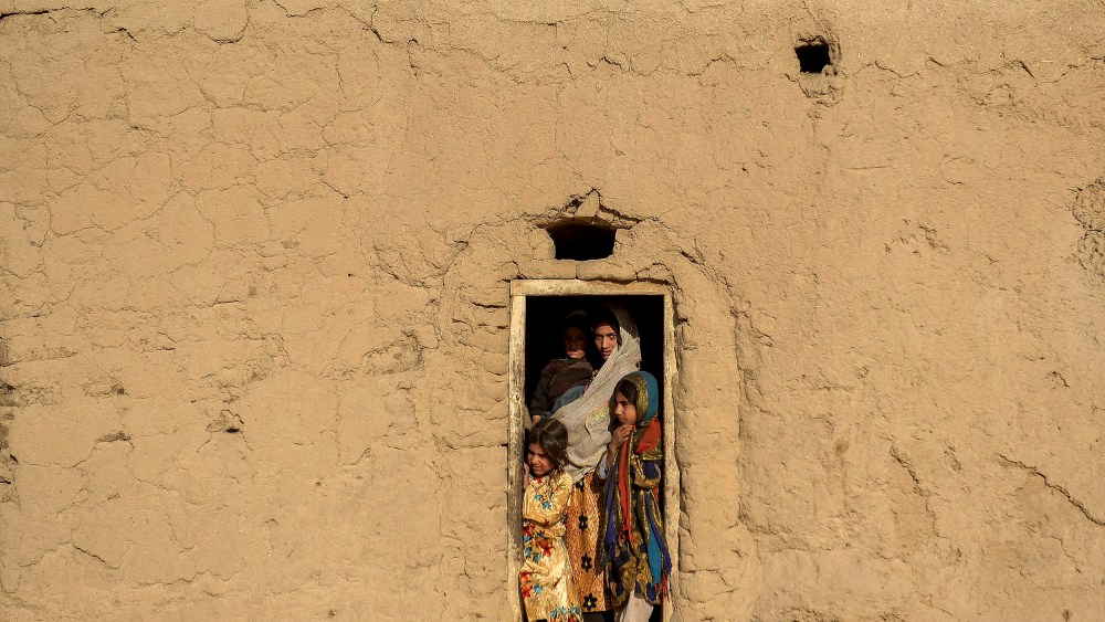 Image: An Afghan family at their home in Haji Rashid on Oct. 15, 2021.