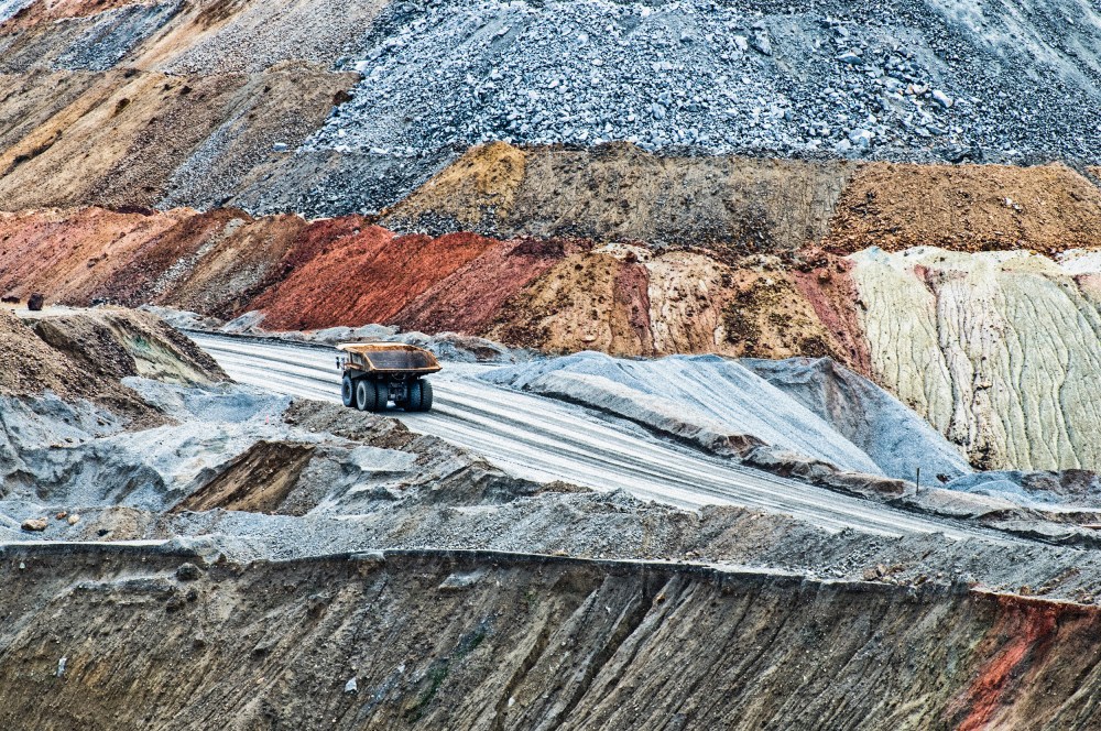 Ore truck at copper mine in Montana