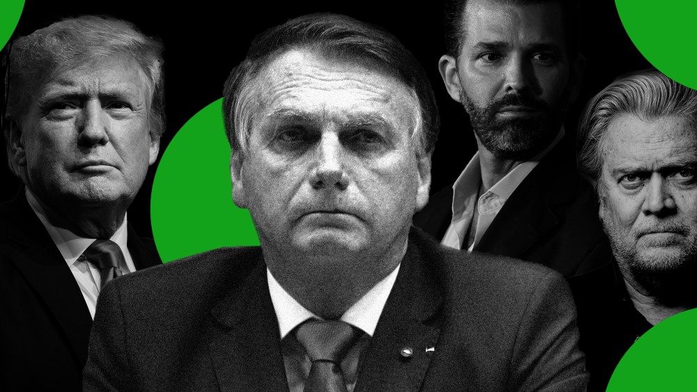 Photo illustration: Donald Trump,  Jair Bolsonaro, Donald Trump Jr. and Steve Bannon
