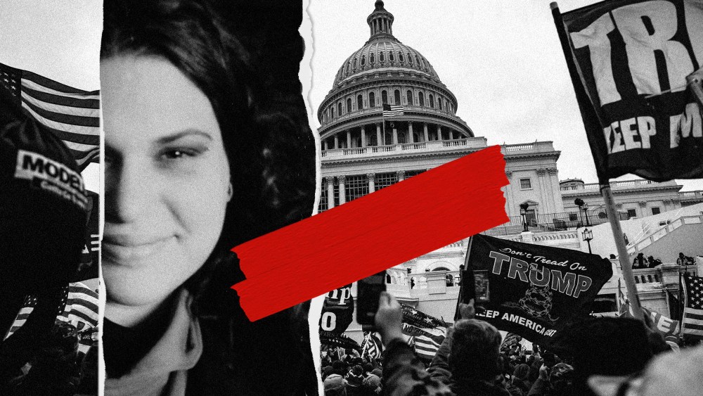Photo illustration: Images of rioters outside The U.S. Capitol and Rosanne Boyland.
