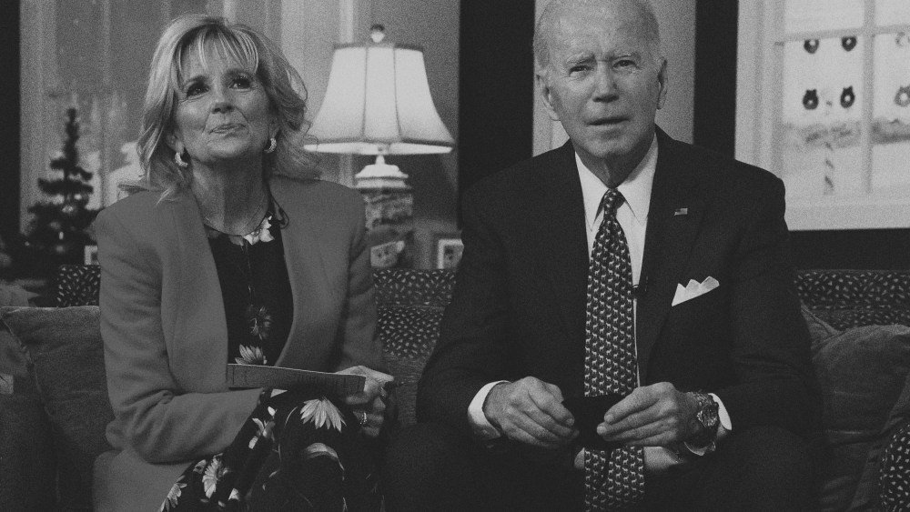 IMage: President Joe Biden and first lady Dr. Jill Biden attend an event to track Santa Claus with NORAD on Christmas Eve in Washington.