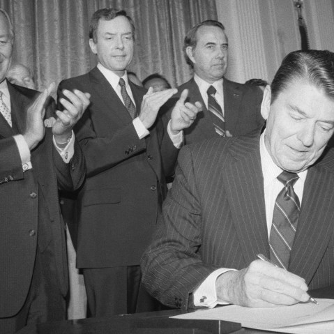 Image: President Reagan signing the extension of the 1965 Voting Rights Act.