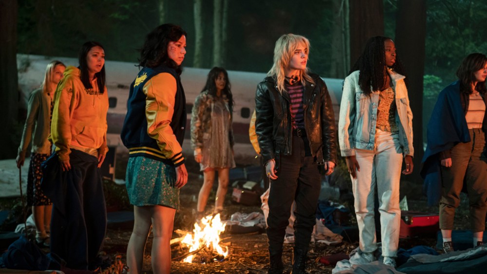 Image: A still from the series,"Yellowjackets" showing a group of girls in a forest.
