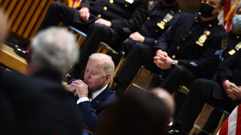 Image: Joe Biden at the NYPD Headquarters in New York.