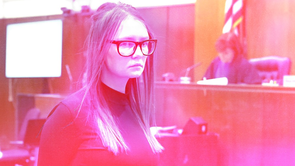 Photo illustration: Treated image of Anna Sorokin at the Manhattan Supreme Court.