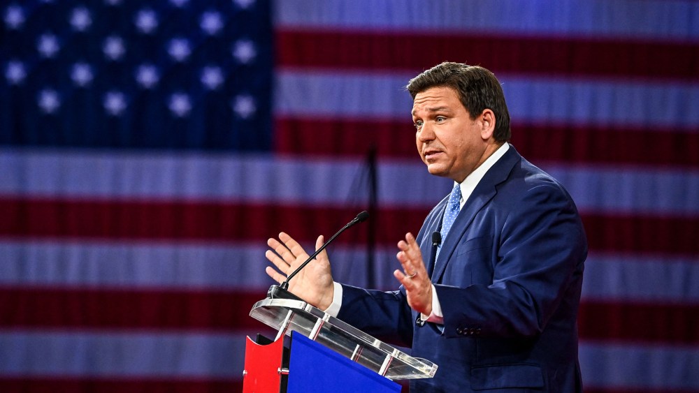 Image: Governor of Florida Ron De Santis speaks at the Conservative Political Action Conference 2022.
