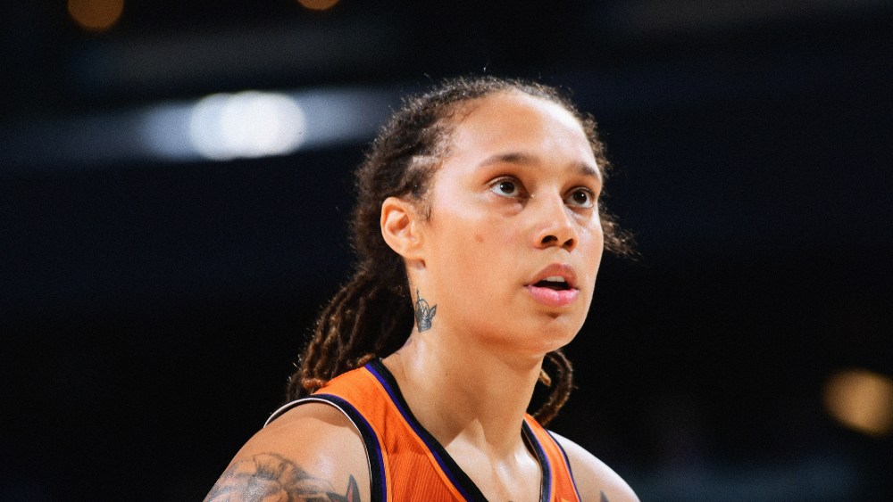 Brittney Griner of the Phoenix Mercury during a game against the Indiana Fever on August 17, 2021 at Footprint Center in Phoenix, Ariz.