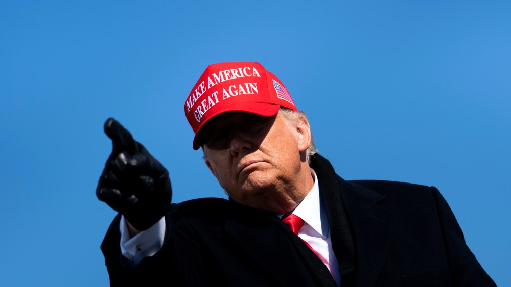 Image: Then-President Donald Trump at a campaign rally in North Carolina in 2020.