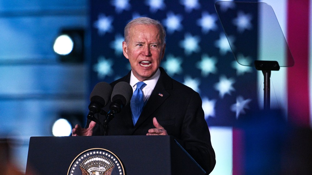 Image: Joe Biden delivers a speech at the Royal Castle in Warsaw, Poland.
