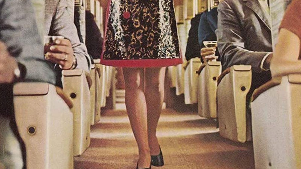 A clip from a Delta magazine ad with the caption "No floor show, just a working girl working."