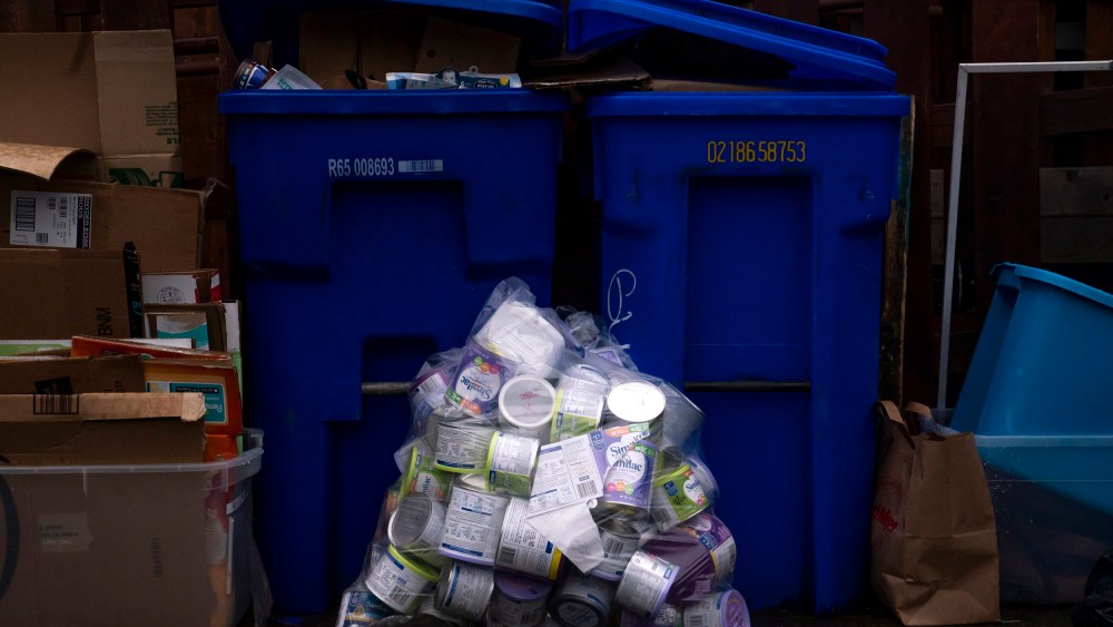 Image: Empty containers of the recalled Similac baby formula outside of an education center in Portland, Ore., on May 12, 2022.