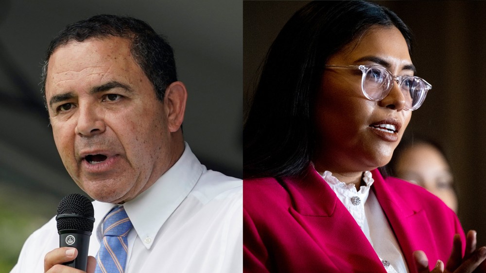 Photo diptych: Henry Cuellar and Jessica Cisneros