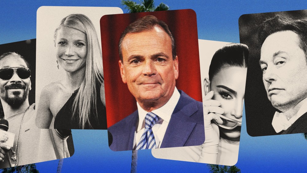 Photo illustration of Rick Caruso, Snoop Dogg, Gwyneth Paltrow, Kim Kardashian and Elon Musk