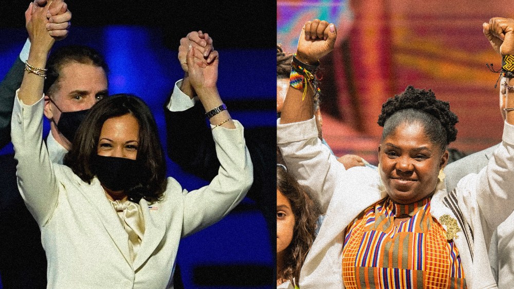 Diptych showing images of Kamala Harris and Francia Marquez.