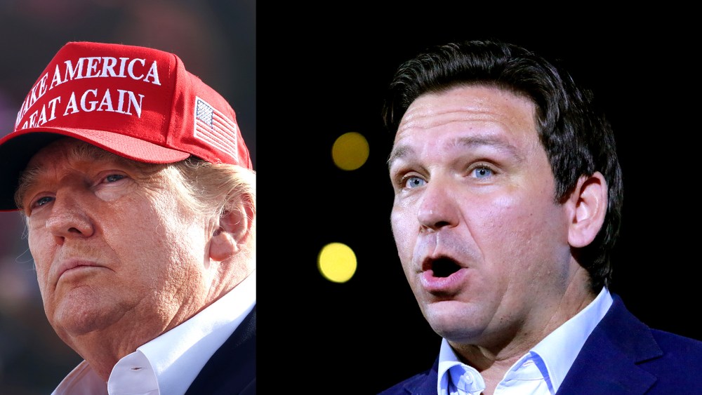 Photo diptych: Donald Trump and Ron DeSantis