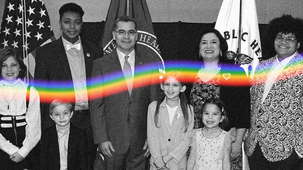 Image: Xavier Becerra with transgender youth and their families.