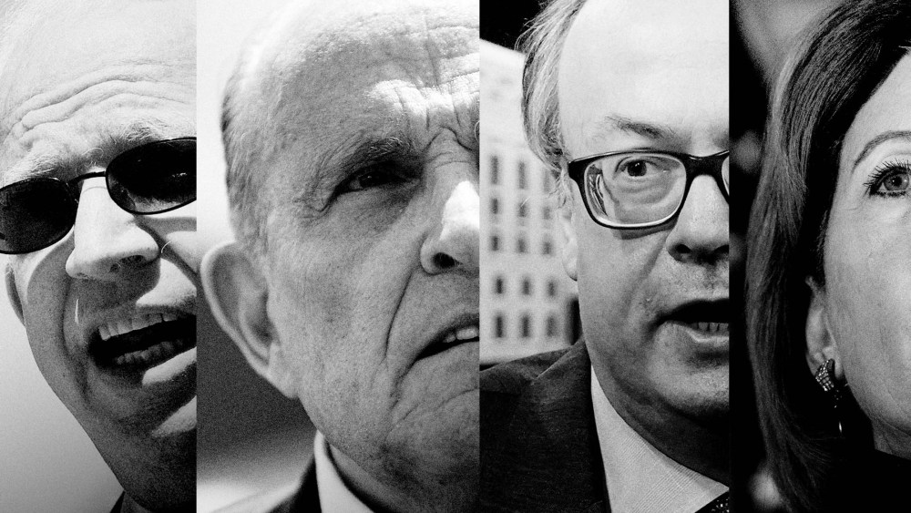 Photo Illustration: (L-R) John Eastman, Rudy Giuliani, Jeffrey Clark, Sidney Powell
