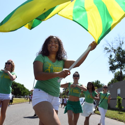 The 2016 Juneteenth Parade begins near Manuel High School in Denver.