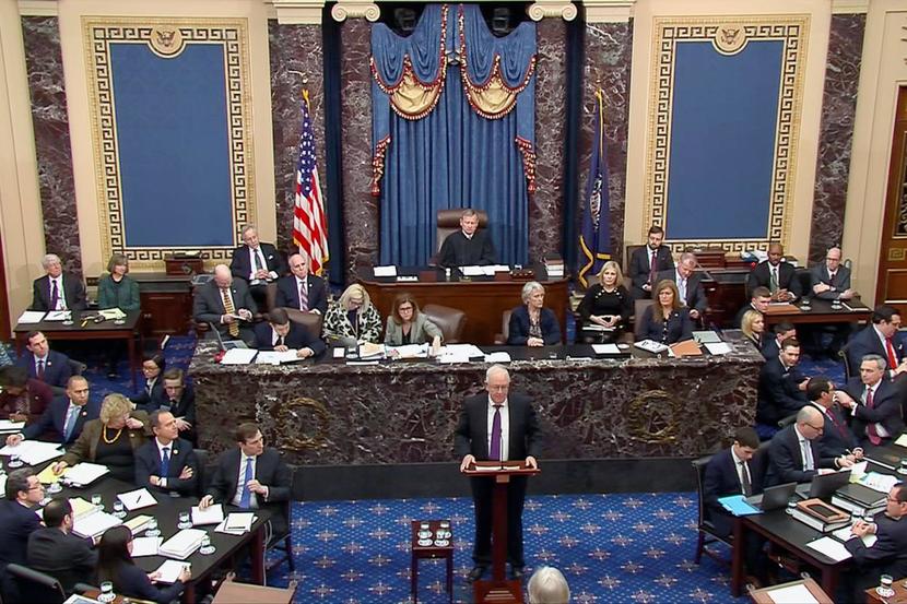 Image: Trump's legal team continues opening arguments during impeachment trial at the U.S. Capitol in Washington
