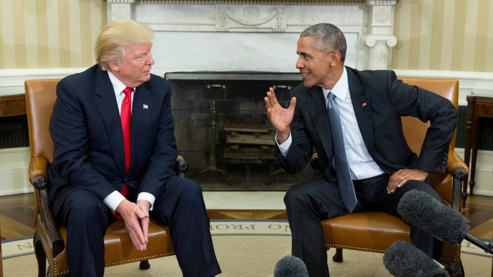 Image: US President Barack Obama welcomes President-elect Donald Trump