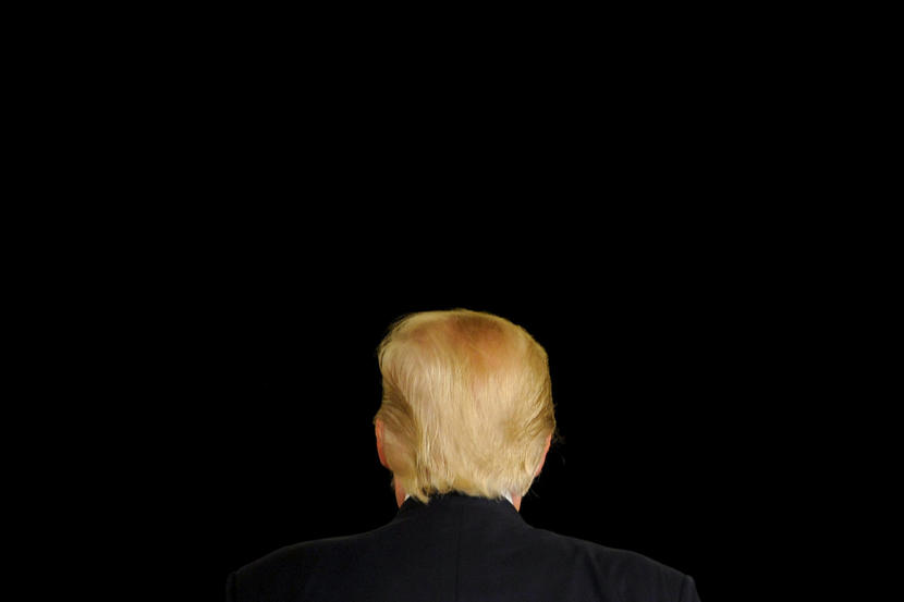 Image: Republican U.S. presidential candidate Trump speaks at a town hall event in Appleton