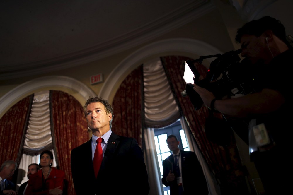 Republican presidential candidate Senator Rand Paul (R-KY) waits before addressing a legislative luncheon in Washington, D.C., June 18, 2015. (Photo by Carlos Barria/Reuters)