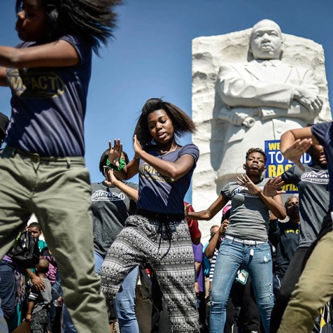 Dancers from the Impact Repertory Theater perform at the Martin Luther King Jr. Memorial
