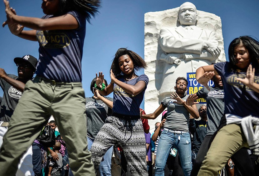Dancers from the Impact Repertory Theater perform at the Martin Luther King Jr. Memorial