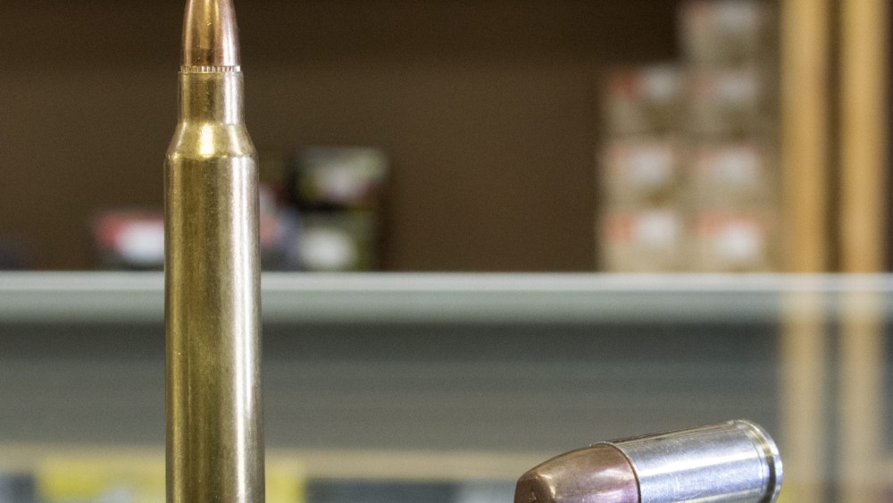 A .223 caliber (L) and 9 millimeter (R) cartridge are seen at CJI Guns store in Tucker, Georgia, USA, 19 December 2012. The ammunition is the same caliber used in the Newtown, Connecticut, Sandy Hook Elementary school shooting on 14 December. US...