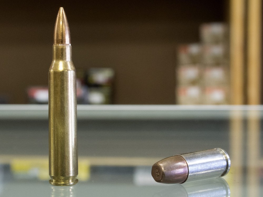 A .223 caliber (L) and 9 millimeter (R) cartridge are seen at CJI Guns store in Tucker, Georgia, USA, 19 December 2012. The ammunition is the same caliber used in the Newtown, Connecticut, Sandy Hook Elementary school shooting on 14 December. US...