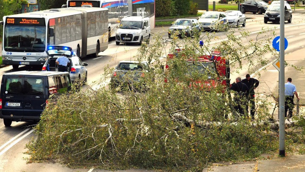 German emergency responders deal with a broken obstruction, October 28, 2013.