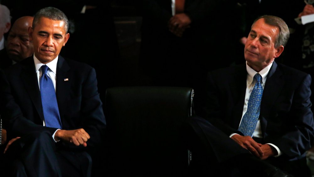 Speaker of the House John Boehner, attends a memorial service for former Speaker Tom Foley on Capitol Hill, in Washington, DC, October 29, 2013.