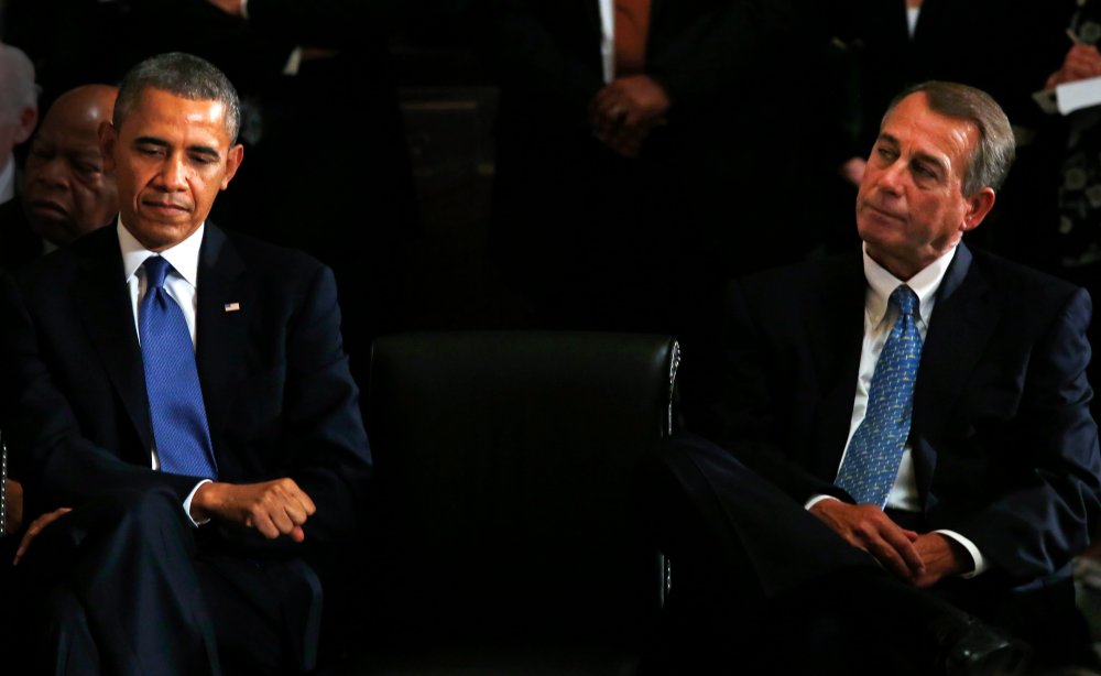 Speaker of the House John Boehner, attends a memorial service for former Speaker Tom Foley on Capitol Hill, in Washington, DC, October 29, 2013.