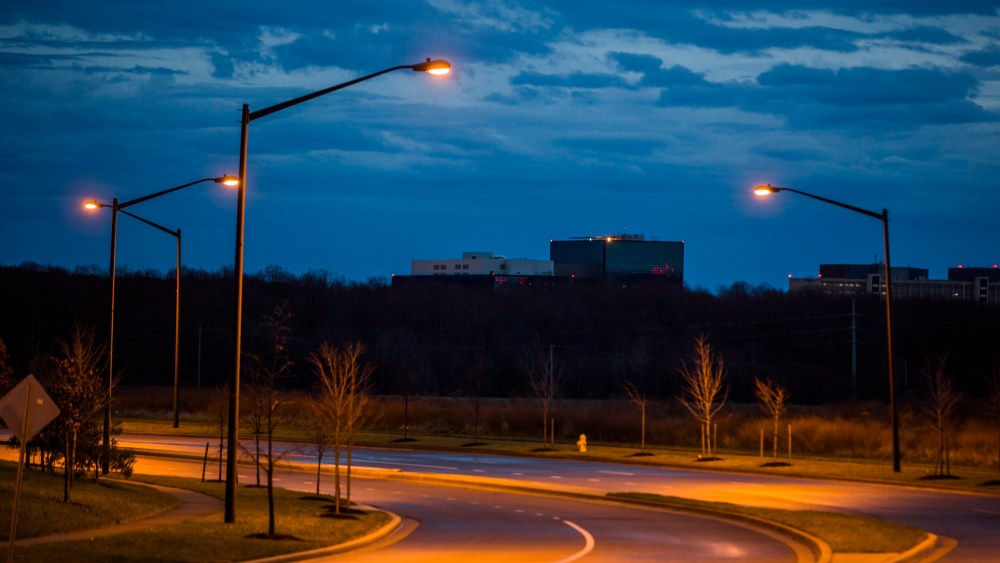 The headquarters of the National Security Administration (NSA) is seen rising above an empty street in Fort Meade, Maryland, December 22, 2013.