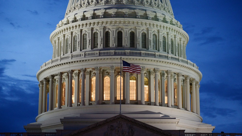 The U.S. Capitol is seen after sunset, in Washington, D.C., January 13, 2014.