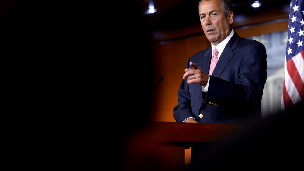 Speaker of the House John Boehner (R-OH) takes a question during a news conference on Capitol Hill in Washington DC on Feb. 27, 2014.