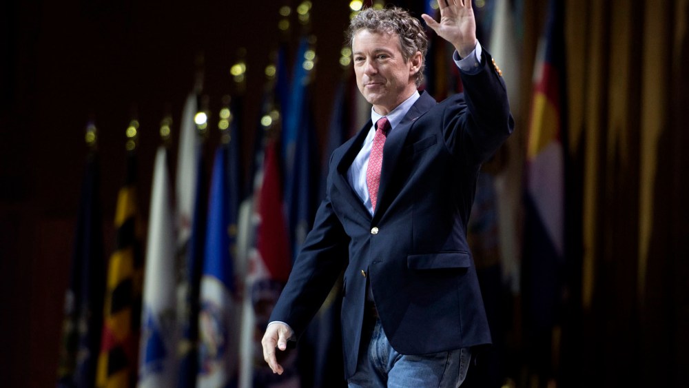 Senator Rand Paul (R-KY) walks on stageat the  41st Annual Conservative Political Action Conference (CPAC) in National Harbor, Maryland, on March 7, 2014.