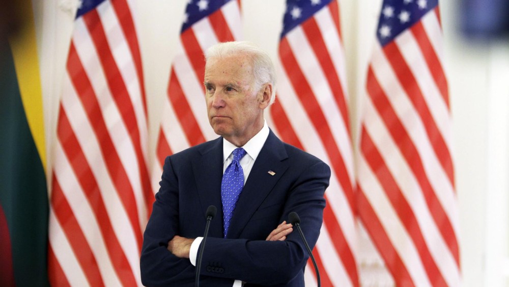 Vice President Joe Biden attends a press conference in Vilnius, Lithuania, 19 March 2014.