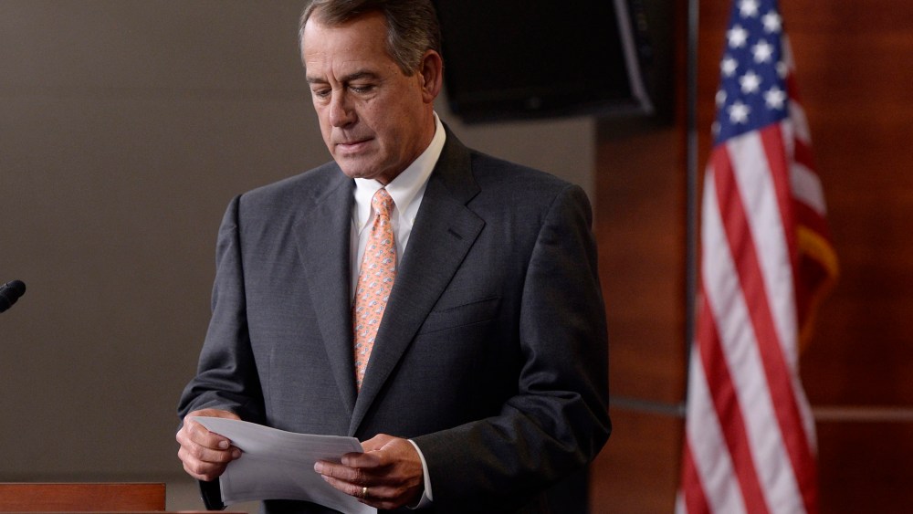 US Speaker of the House and John Boehner (R-OH) speaks on Capitol Hill in Washington DC on May 8, 2014.