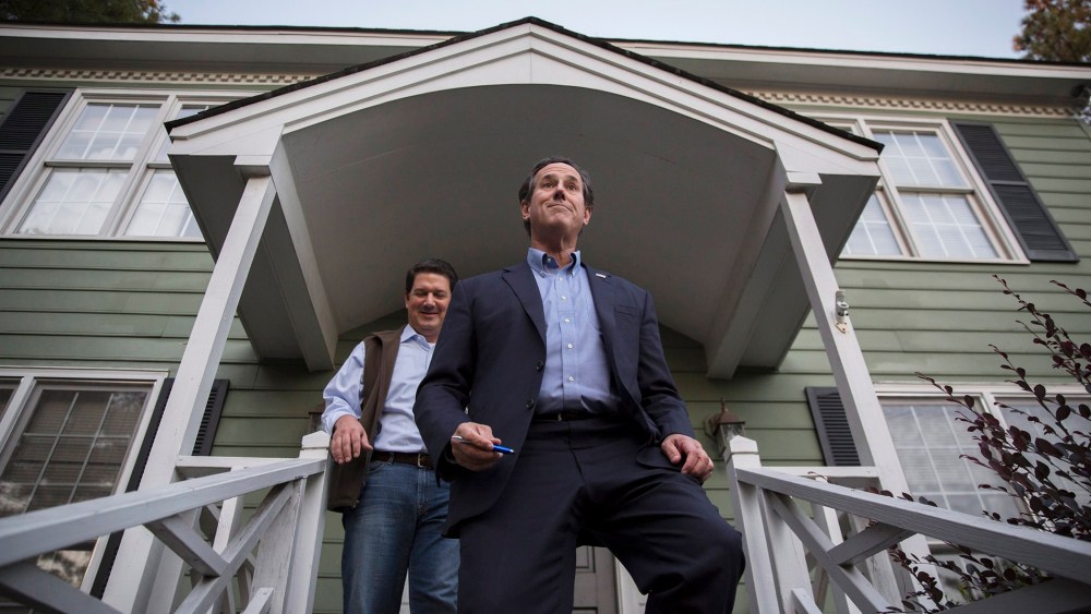 Former Senator Rick Santorum (R) campaigns for Republican Senator Thom Tillis in Raleigh, N.C. on Nov. 4, 2014. (Photo John Taggert/EPA)