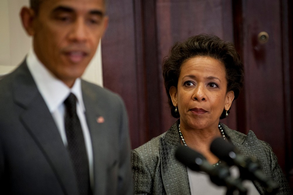US President Barack Obama nominates New York federal prosecutor Loretta Lynch to become the next attorney general during an announcement in the Roosevelt Room of the West Wing of the White House in Washington, DC, on Nov. 8, 2014.