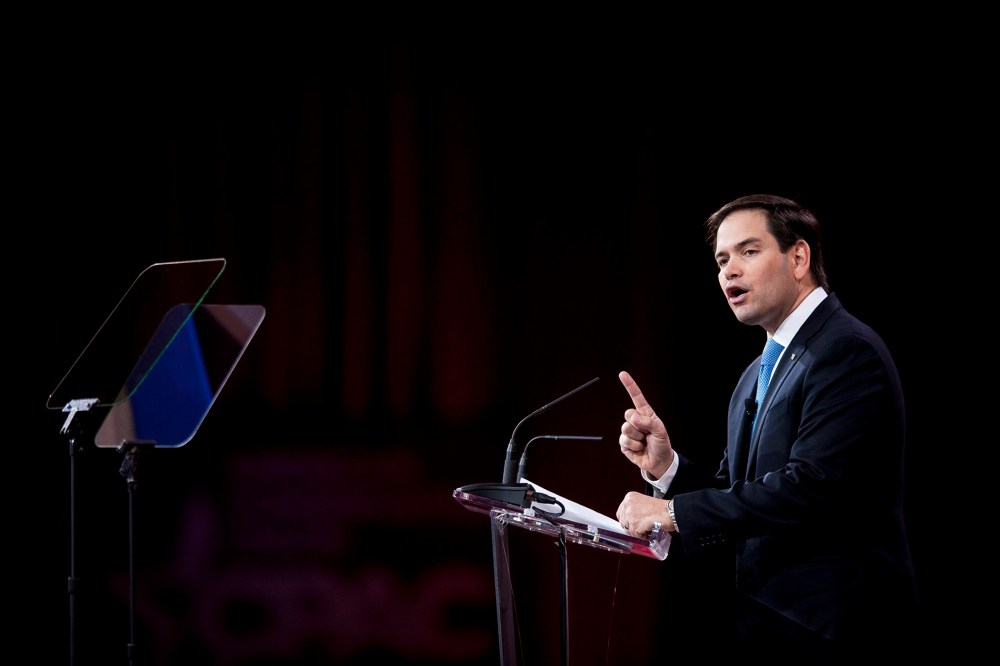Marco Rubio (R-Fla.) addresses the American Conservative Union's 42nd Annual Conservative Political Action Conference (CPAC) at National Harbor, Md., Feb. 27, 2015. (Photo by Pete Marovich/EPA)