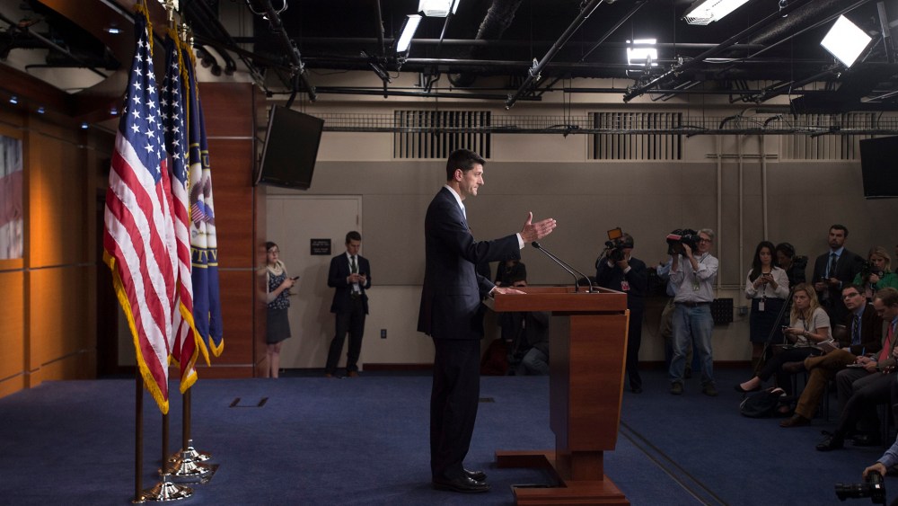 Republican Representative from Wisconsin Paul Ryan holds a news conference on Capitol Hill, in Washington, D.C., on Oct. 20, 2015. (Photo by Michael Reynolds/EPA)