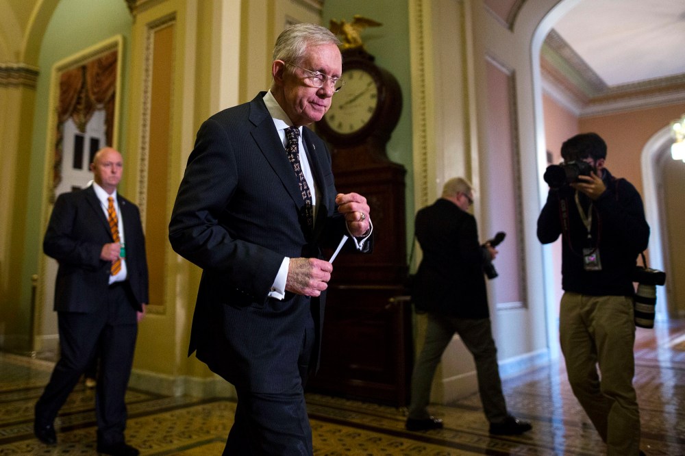 Democratic Senate Minority Leader from Nevada Harry Reid prepares to speak to the media in the US Capitol in Washington, DC, 27 Oct. 2015. (Photo by Jim Lo Scalzo/EPA)